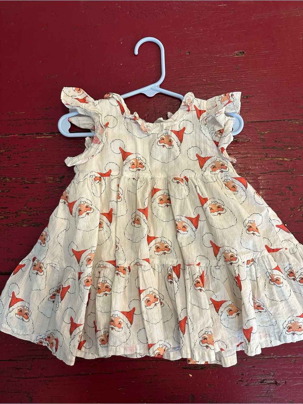 Pink Chicken White Dress with Red Santa Print